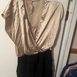 Bailey 44 Gold and Black Draped dress